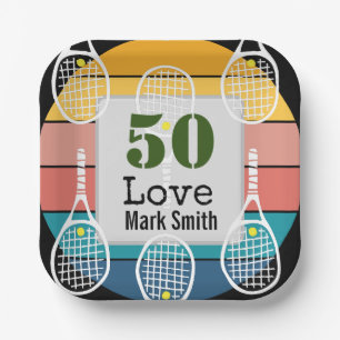 Tennis 50. Geburtstag Tennisball Liebe Pappteller