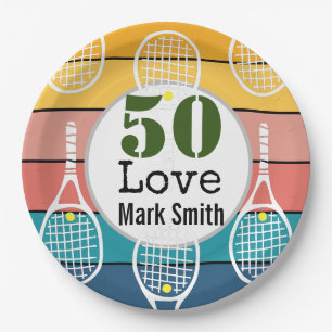 Tennis 50. Geburtstag Tennisball Liebe Pappteller