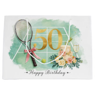 Tennis 50. Geburtstag Tennisball Schläger Verpacku Große Geschenktüte