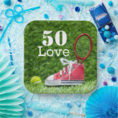Tennis 50. Geburtstag Tennisball und Liebe Pappteller (Party)
