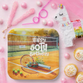 Tennis 50. Geburtstag Tennisball und Liebe Pappteller (Party)