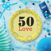 Tennis 50. Geburtstag Tennisball und Liebe Pappteller (Party)