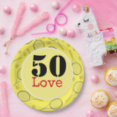 Tennis 50. Geburtstag Tennisball und Liebe Pappteller (Party)
