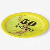 Tennis 50. Geburtstag Tennisball und Liebe Pappteller (Schrägansicht)