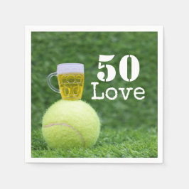 Tennis 50. Geburtstag Tennisball und Liebe Serviette