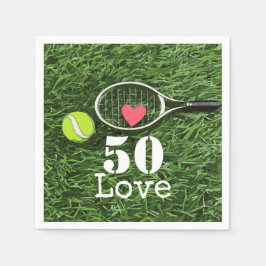 Tennis 50. Geburtstag Tennisball und Liebe Serviette