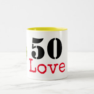 Tennis 50. Geburtstag Tennisball und Liebe Zweifarbige Tasse