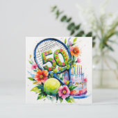 Tennis 50. Geburtstag Tennisball und Nummer Karte (Stehend Vorderseite)