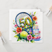 Tennis 50. Geburtstag Tennisball und Nummer Karte (Vorderseite/Rückseite Beispiel)