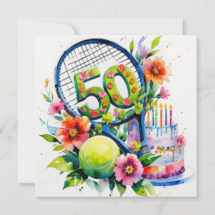 Tennis 50. Geburtstag Tennisball und Nummer Karte