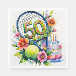 Tennis 50. Geburtstag Tennisball und Nummer Serviette