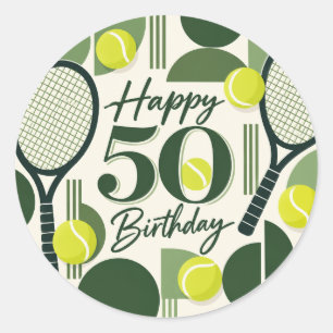 Tennis 50. Geburtstag Tennisball und Zahl Runder Aufkleber