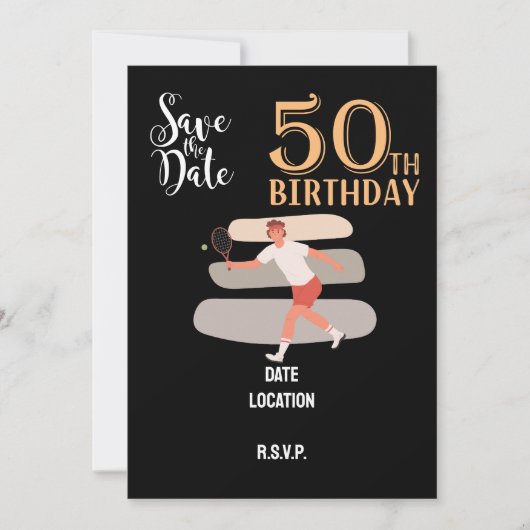 Tennis 50. und fabelhafte Geburtstagsparty Einladung (Vorderseite)