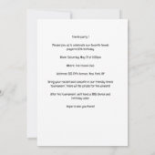 Tennis 50. und fabelhafte Geburtstagsparty Einladung (Rückseite)