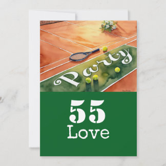 Tennis 55. Geburtstag Tennisball Liebe Einladung