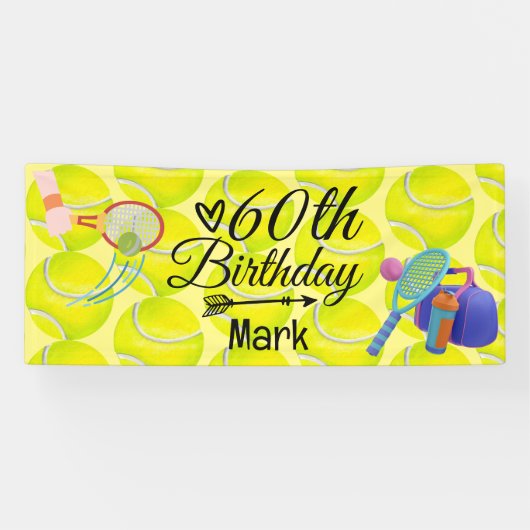Tennis 60. Geburtstag bis Tennis Player Banner (Horizontal)