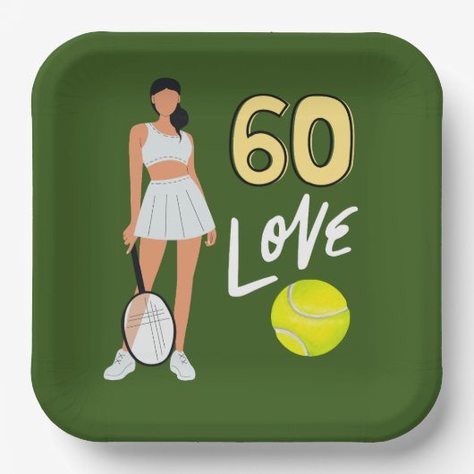 Tennis 60. Geburtstag für Frauenspieler Pappteller (Vorderseite)