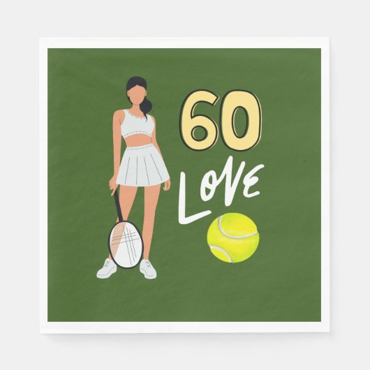 Tennis 60. Geburtstag für Frauenspieler Serviette (Vorderseite)