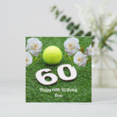 Tennis 60. Geburtstag mit Blume Karte (Stehend Vorderseite)