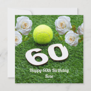 Tennis 60. Geburtstag mit Blume Karte