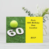 Tennis 60. Geburtstag mit Tennisball Einladung (Stehend Vorderseite)