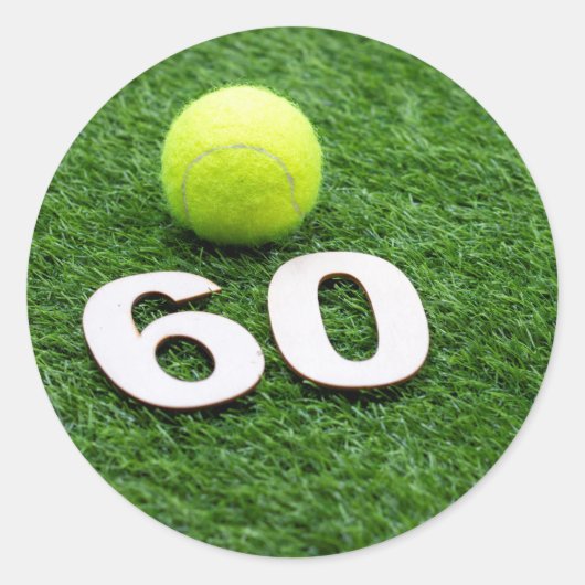 Tennis 60. Geburtstag mit Tennisball Runder Aufkleber (Vorderseite)