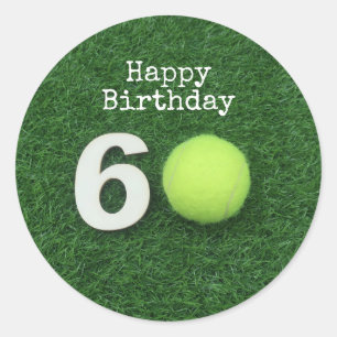 Tennis 60. Geburtstag mit Tennisball und Nummer C Runder Aufkleber