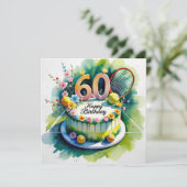 Tennis 60. Geburtstag mit Tennisball und Nummer Karte (Stehend Vorderseite)