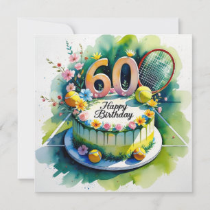 Tennis 60. Geburtstag mit Tennisball und Nummer Karte