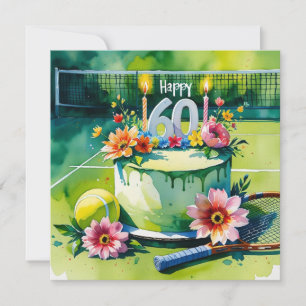 Tennis 60. Geburtstag mit Tennisball und Nummer Karte