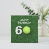 Tennis 60. Geburtstag mit Tennisball und Nummer Karte (Stehend Vorderseite)