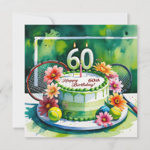 Tennis 60. Geburtstag mit Tennisball und Nummer Karte