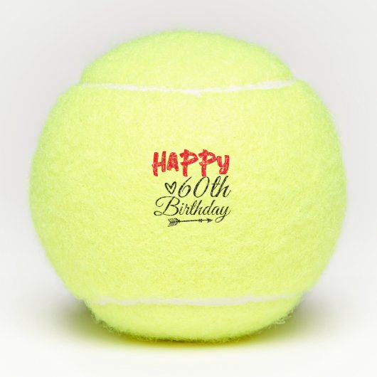 Tennis 60. Geburtstag mit Tennisball und Nummer Tennisbälle (Vorderseite)