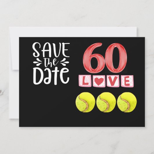 Tennis 60. Geburtstag Save the Date Einladung (Vorderseite)