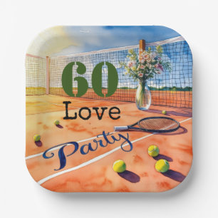 Tennis 60. Geburtstag Tennisball Liebe Pap Pappteller