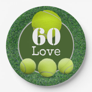 Tennis 60. Geburtstag Tennisball Liebe Pappteller