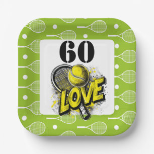 Tennis 60. Geburtstag Tennisball Liebe Pappteller