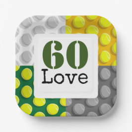 Tennis 60. Geburtstag Tennisball Liebe Pappteller
