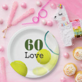 Tennis 60. Geburtstag Tennisball Liebe Pappteller (Party)