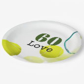 Tennis 60. Geburtstag Tennisball Liebe Pappteller (Schrägansicht)