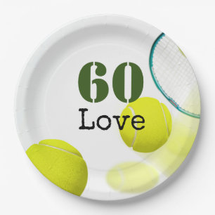 Tennis 60. Geburtstag Tennisball Liebe Pappteller