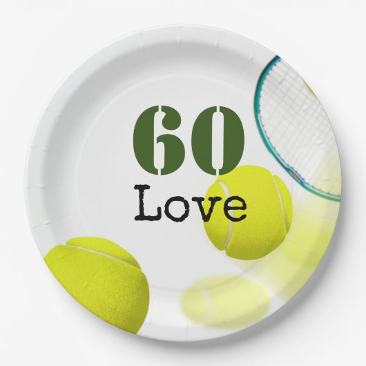 Tennis 60. Geburtstag Tennisball Liebe Pappteller (Vorderseite)