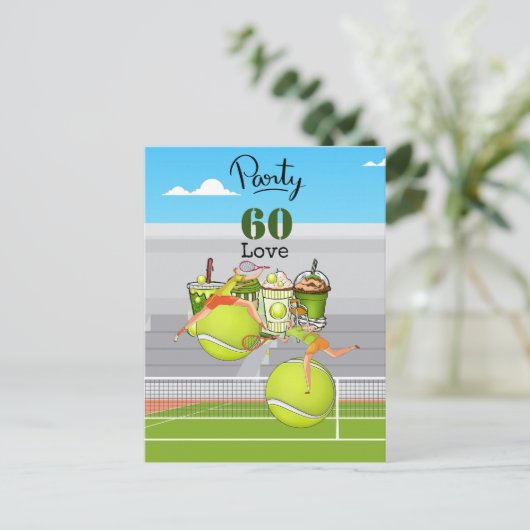 Tennis 60. Geburtstag Tennisball Liebe Postkarte (Stehend Vorderseite)
