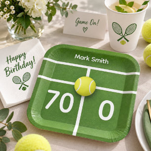 TENNIS 70. Geburtstag auf dem Tennisplatz Pappteller