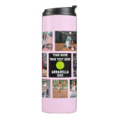 Tennis 7 Foto Collage Rosa Teamname Thermosbecher (Nach links gedreht)