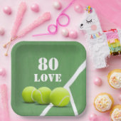 Tennis 80. Geburtstag mit Liebe für Spieler Pappteller (Party)