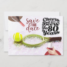 Tennis 80. Geburtstag Save the Date Party