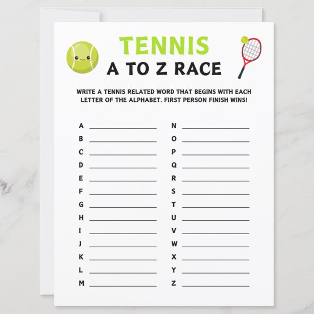 Tennis A To Z Race Game (Vorderseite)