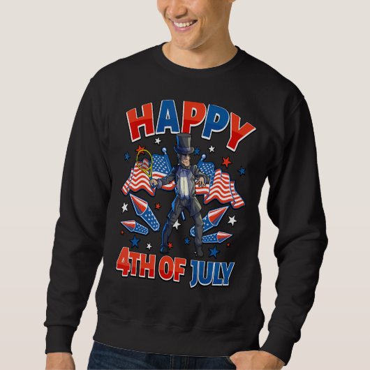 Tennis Abraham Lincoln 4. Juli Frauen Männer Ameri Sweatshirt (Vorderseite)