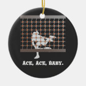 Tennis Ace Baby Tennisspielerin im Netz Keramik Ornament (Vorne)